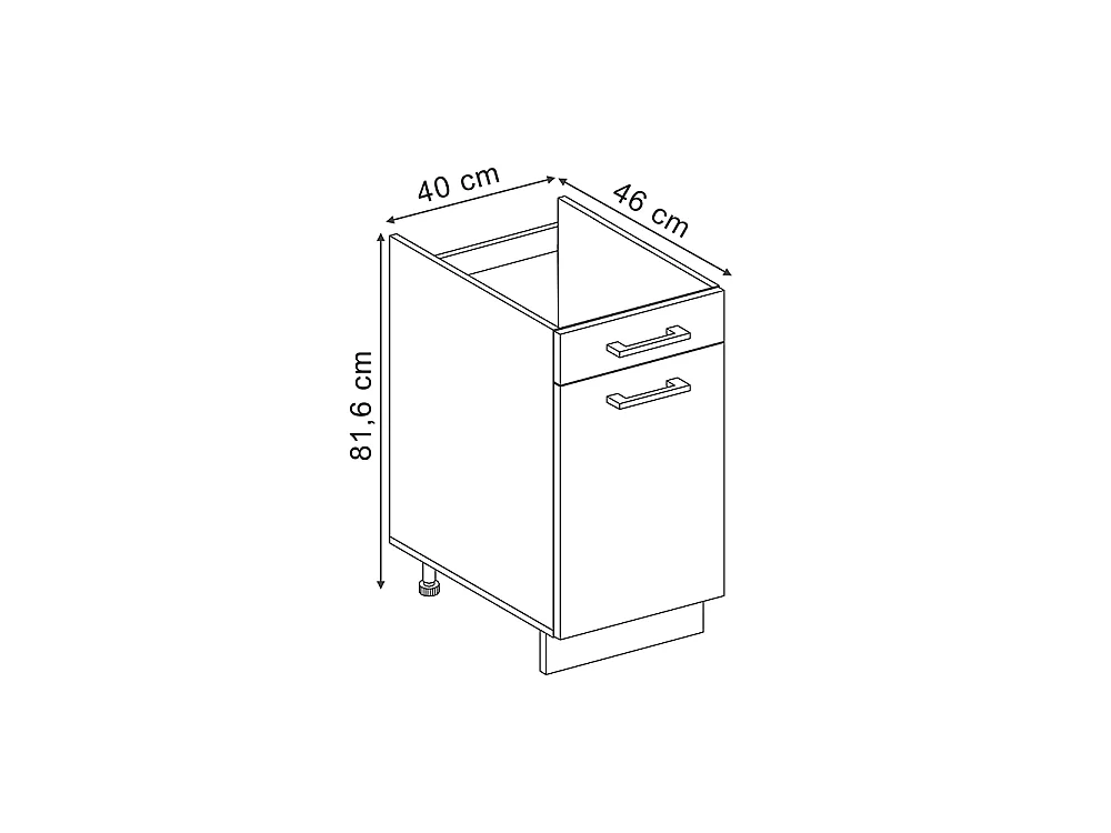 Kitchen base cabinet blue-grey/anthracite 40x46x81.6 r-line