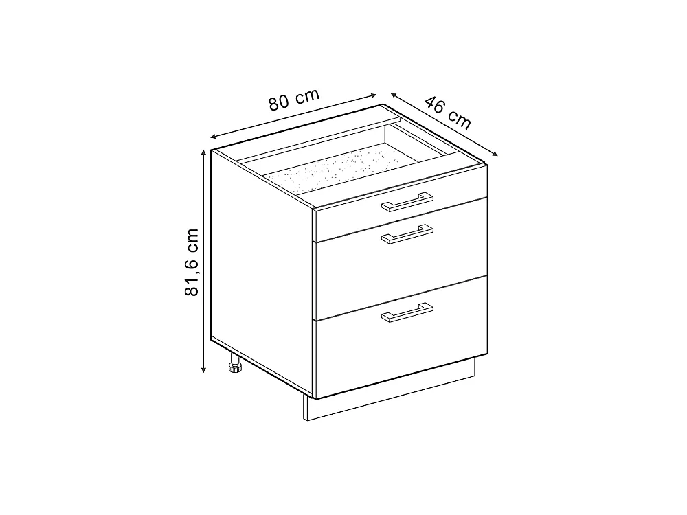 Kitchen base cabinet black high gloss/anthracite 80x60x81.6 r-line
