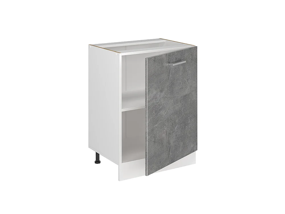 Kitchen base cabinet concrete/white 60x60x81.6 r-line
