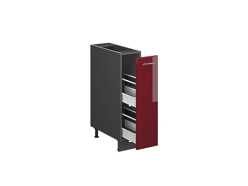 Meuble de cuisine rouge bordeaux haute brillance/anthracite 20x60x82 fame-line