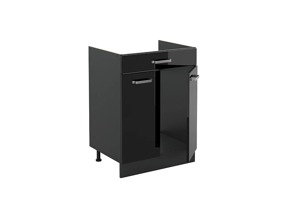 Kitchen base cabinet black high gloss/anthracite 60x46x81.6 r-line