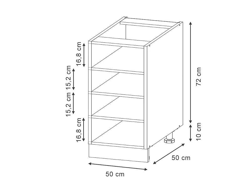 Kitchen shelf white 50x60x82 fame-line