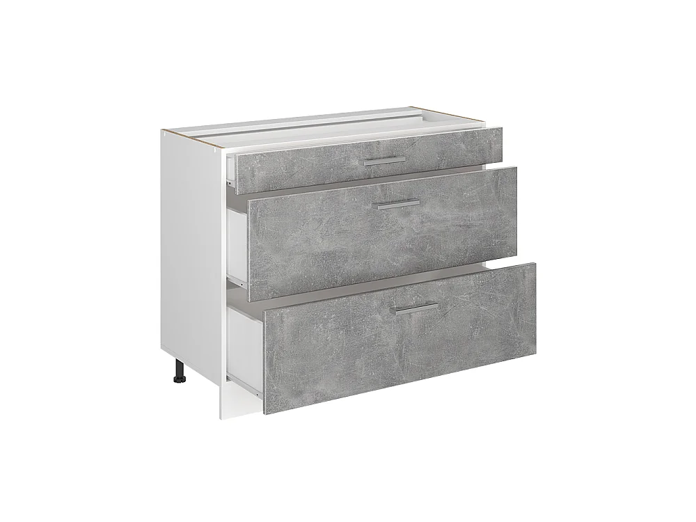 Kitchen base cabinet concrete/white 100x60x81.6 r-line
