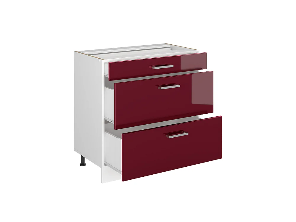 Kitchen base cabinet red high gloss/white 80x60x81.6 r-line