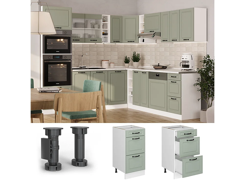 Kitchen base cabinet mint Shaker Style/white 40x60x81.6 r-line