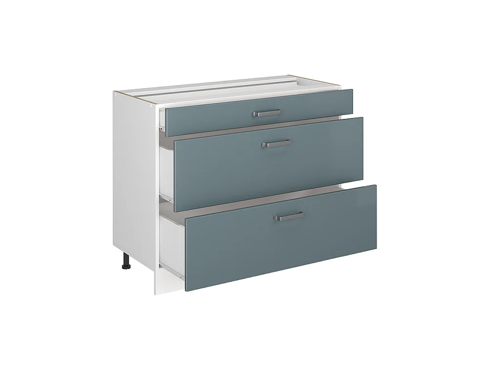 Kitchen base cabinet blue-grey/white 100x60x81.6 r-line