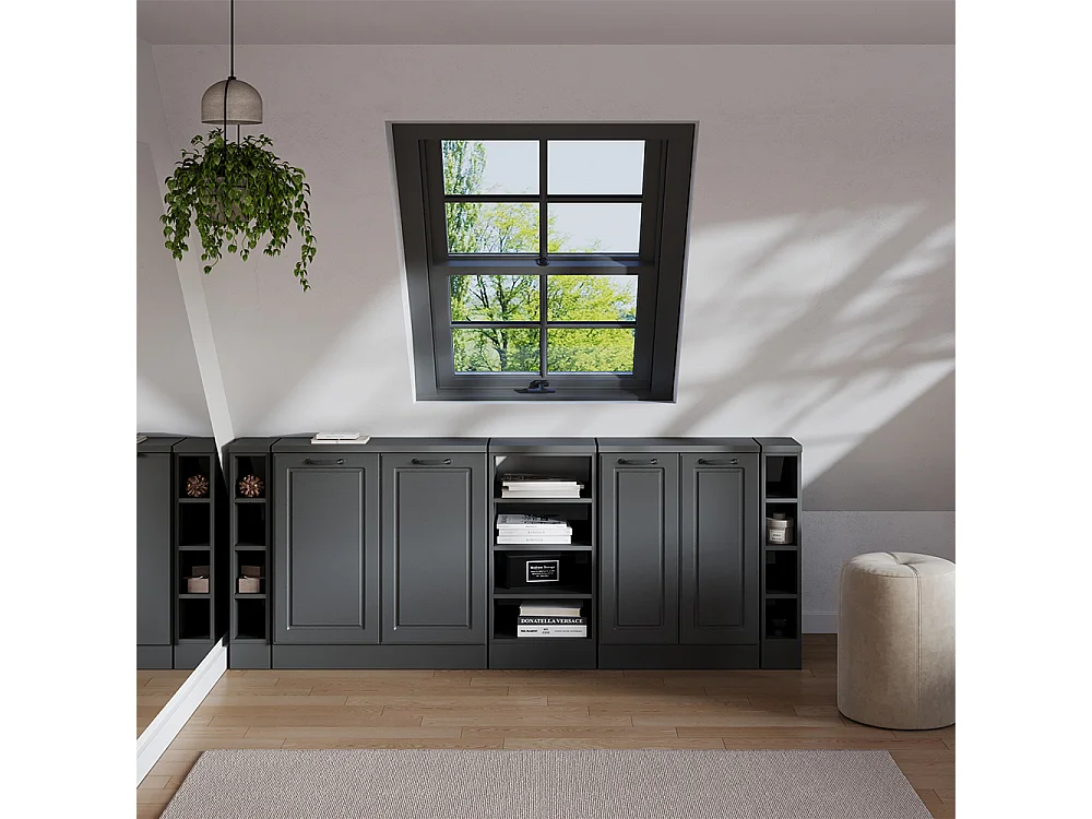 Ensembles de meuble de rangement sous pente anthracite campagne 210x60x81.6 rion