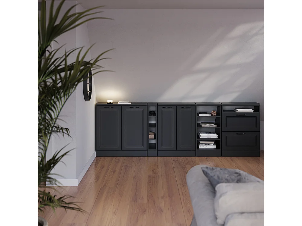Ensembles de meuble de rangement sous pente anthracite campagne 210x60x81.6 rion