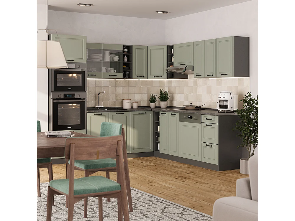 Kitchen base cabinet mint Shaker Style/anthracite 60x60x81.6 r-line