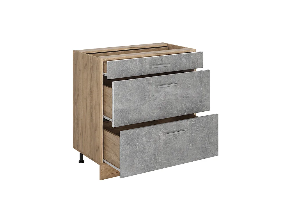 Kitchen base cabinet concrete/goldkraft oak 80x60x81.6 r-line