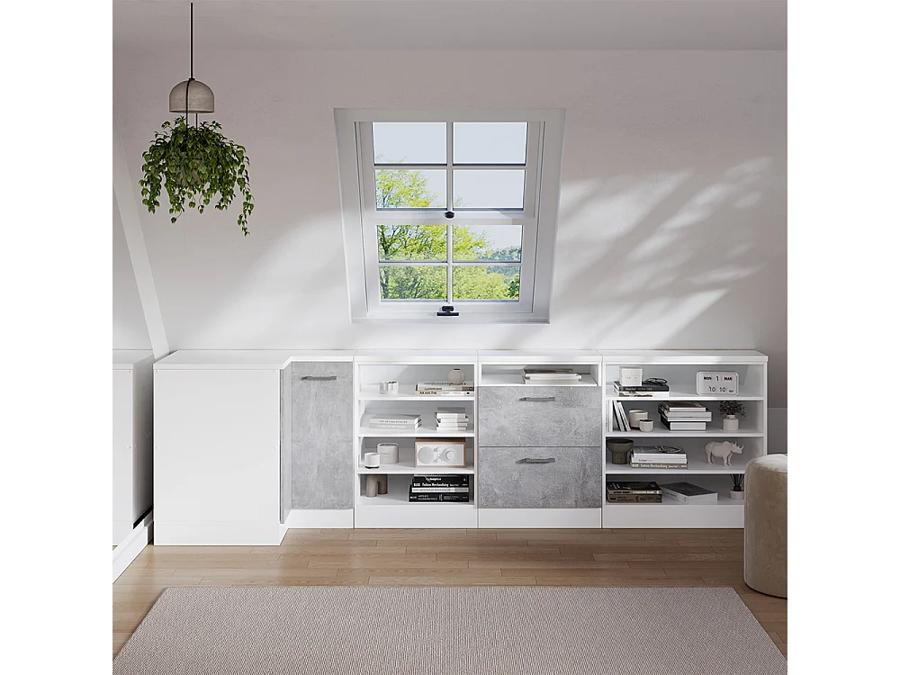 Meuble de rangement sous pente Armoire dangle béton 75.6x60x81.6 rion