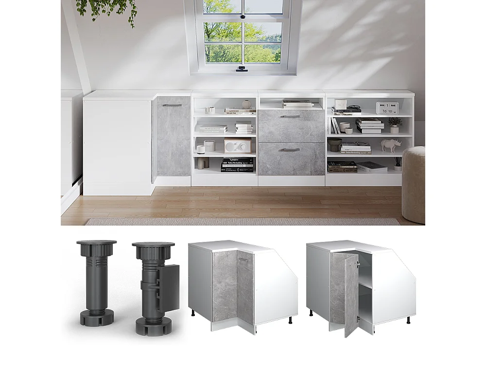 Meuble de rangement sous pente Armoire dangle béton 75.6x60x81.6 rion