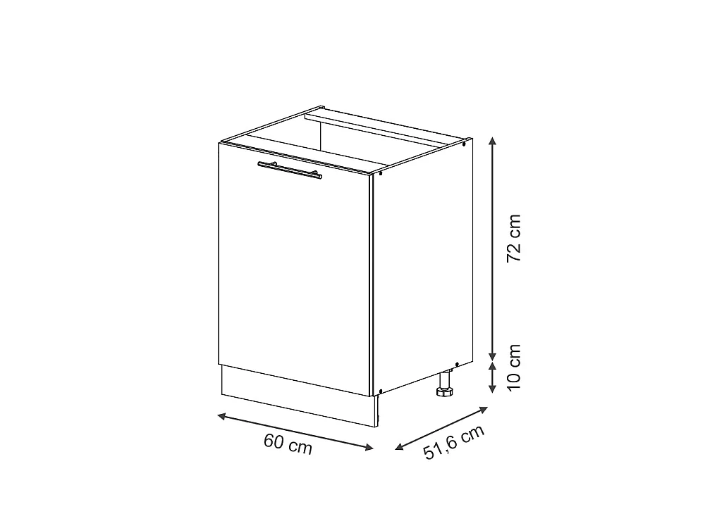 Kitchen base cabinet dark grey/anthracite 60x60x82 fame-line
