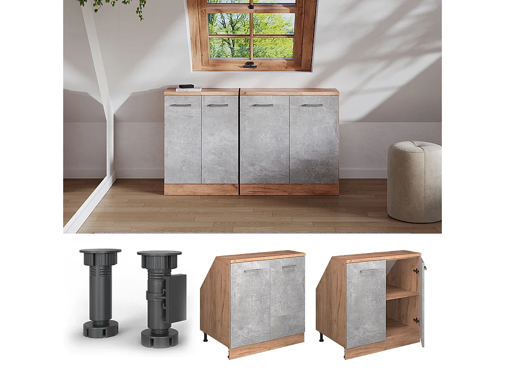 Meuble de rangement sous pente béton 80x60x81.6 rion