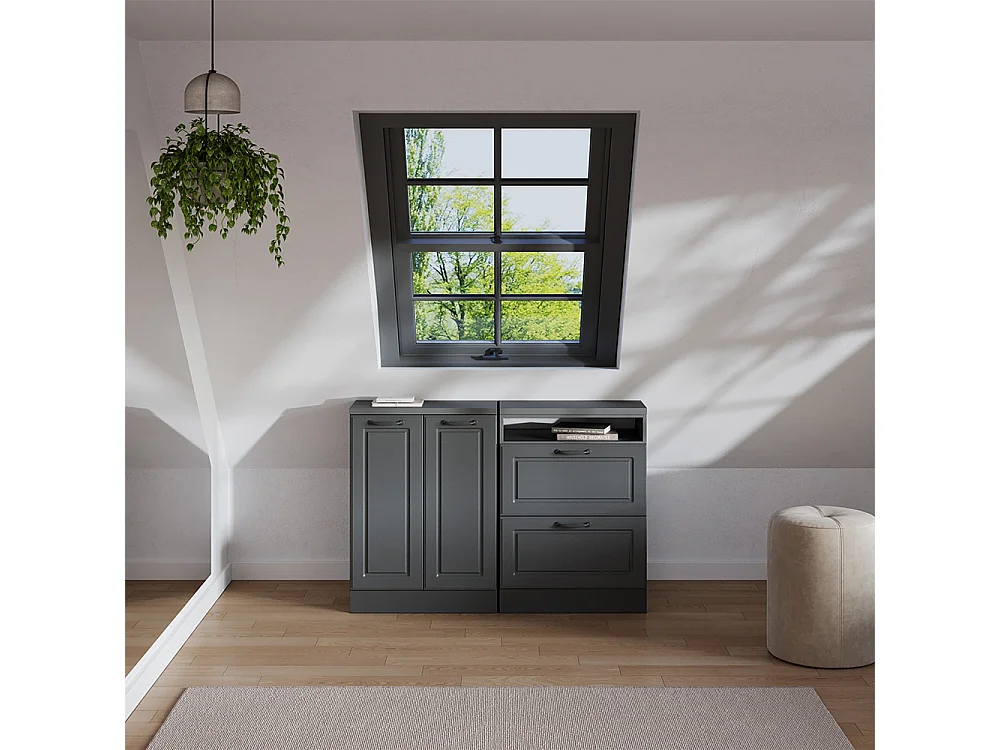 Ensembles de meuble de rangement sous pente anthracite campagne 120x60x81.6 rion