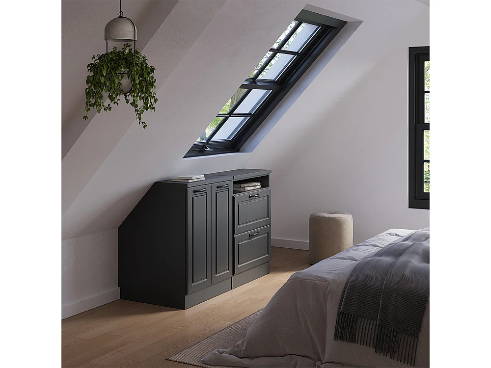 Ensembles de meuble de rangement sous pente anthracite campagne 120x60x81.6 rion