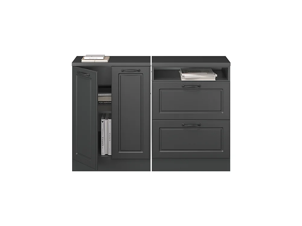 Ensembles de meuble de rangement sous pente anthracite campagne 120x60x81.6 rion