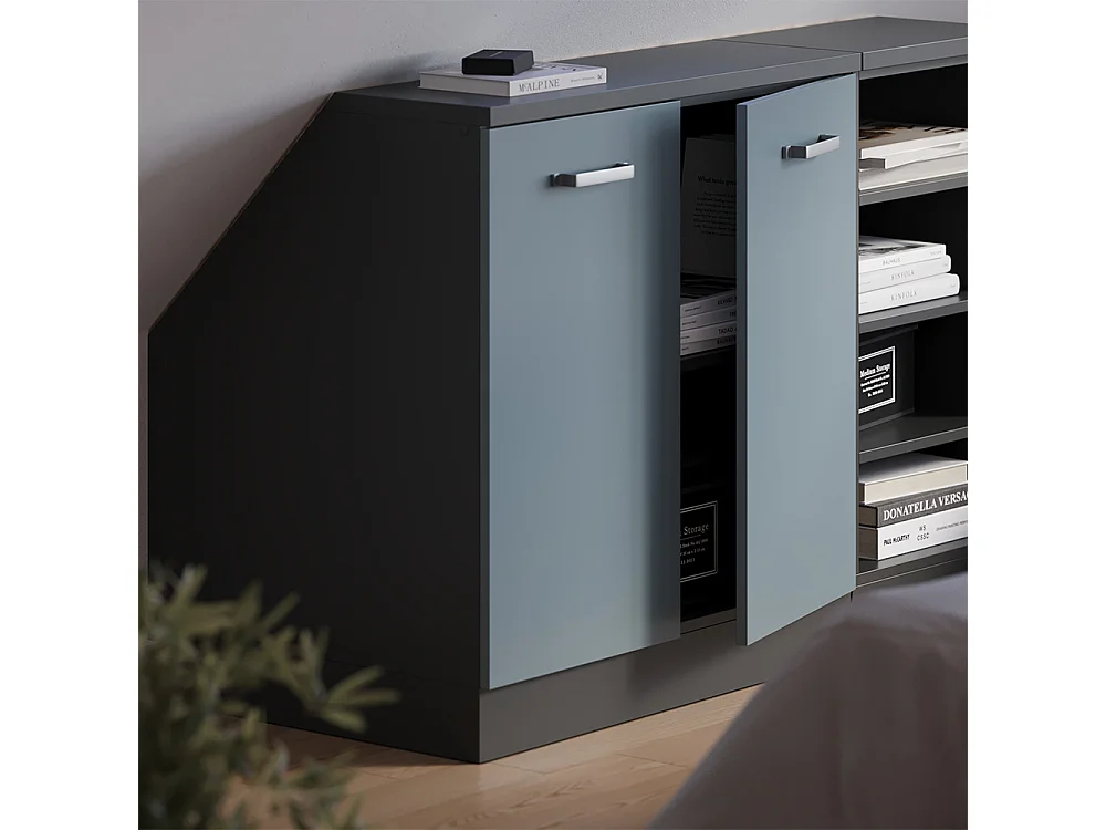 Dachschrägenschrank blau-grau 80x60x81.6 rion
