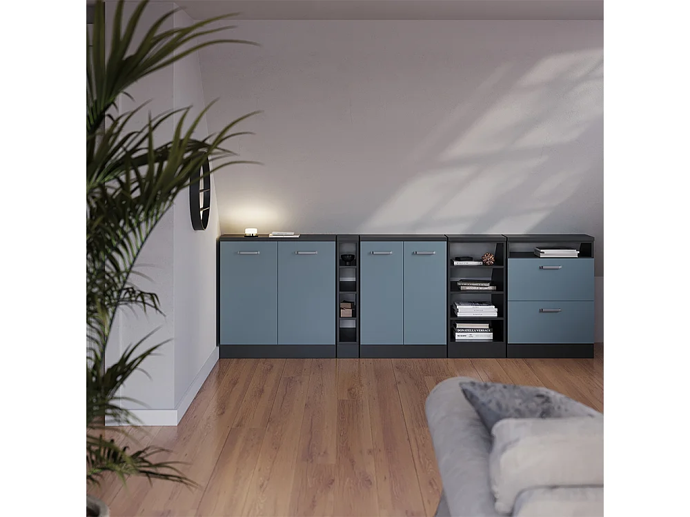 Dachschrägenschrank blau-grau 80x60x81.6 rion