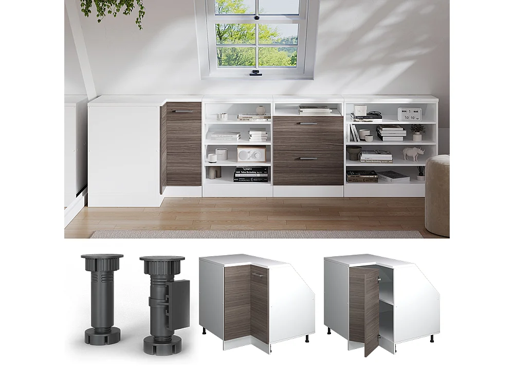 Meuble de rangement sous pente Armoire dangle gris noble 75.6x60x81.6 rion