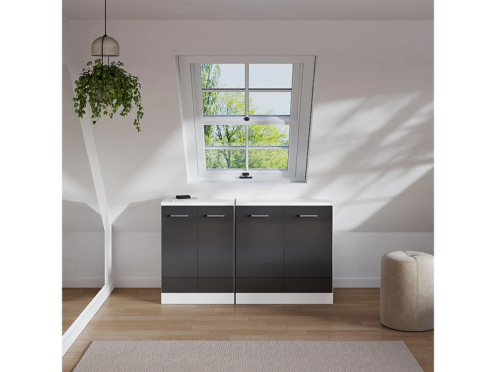 Dachschrägenschrank-Set anthrazit hochglanz 140x60x81.6 rion
