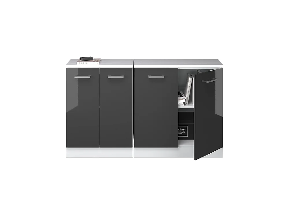Dachschrägenschrank-Set anthrazit hochglanz 140x60x81.6 rion