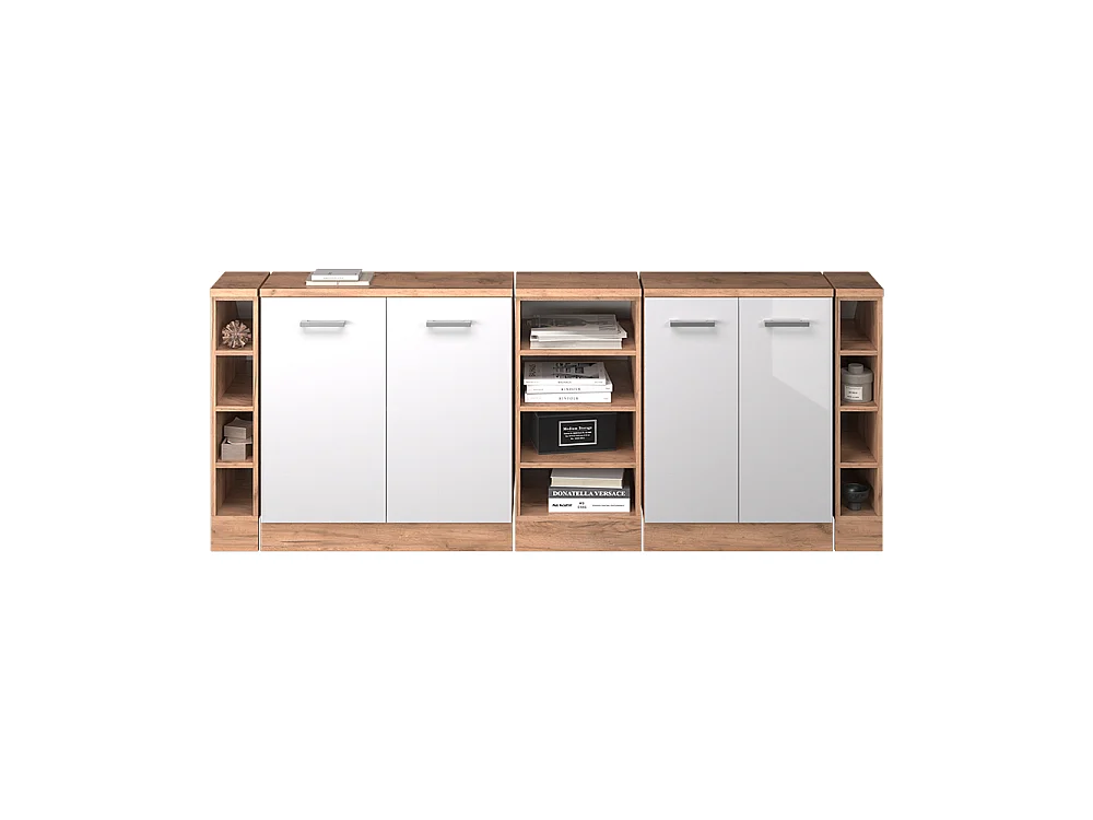 Dachschrägenschrank-Set weiß hochglanz 210x60x81.6 rion