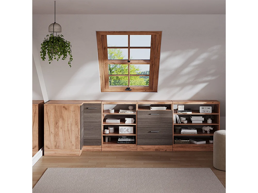 Meuble de rangement sous pente Armoire dangle gris noble 75.6x60x81.6 rion