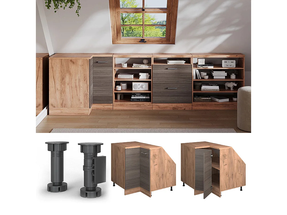 Meuble de rangement sous pente Armoire dangle gris noble 75.6x60x81.6 rion