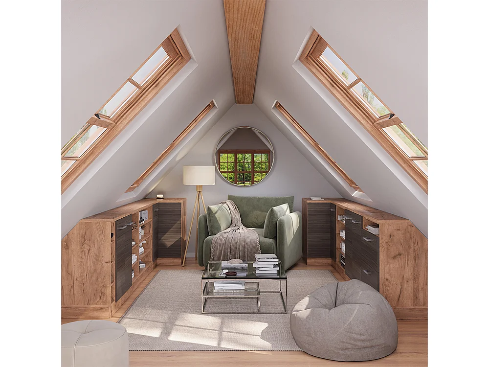 Meuble de rangement sous pente Armoire dangle gris noble 75.6x60x81.6 rion