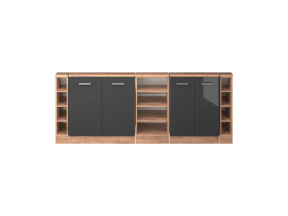 Dachschrägenschrank-Set anthrazit hochglanz/goldkraft eiche 210x46x81.6 rion