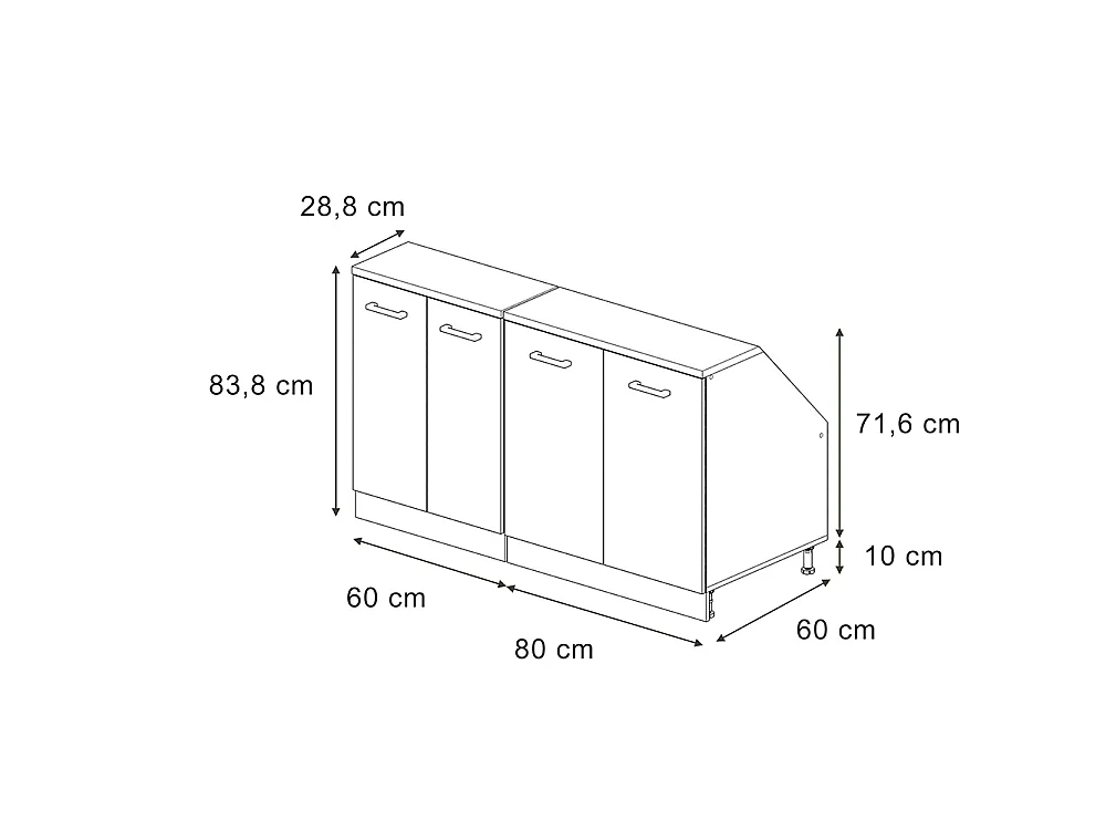 Ensembles de meuble de rangement sous pente anthracite campagne 140x60x81.6 rion