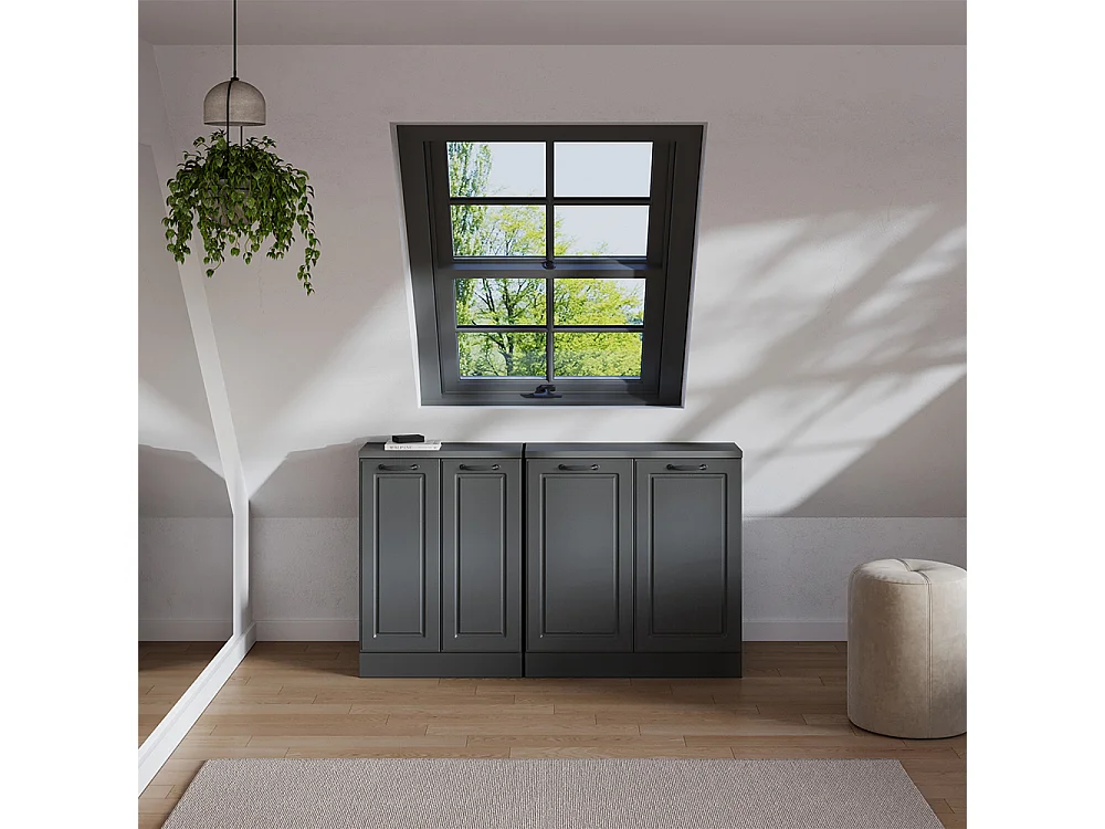 Ensembles de meuble de rangement sous pente anthracite campagne 140x60x81.6 rion