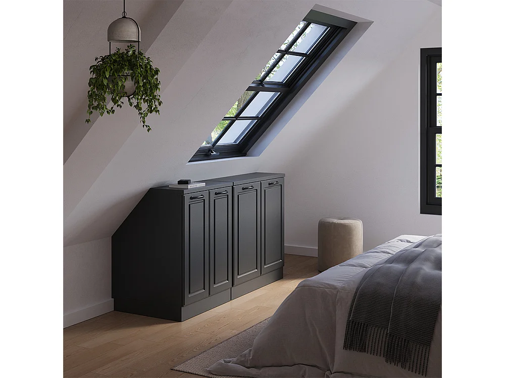 Ensembles de meuble de rangement sous pente anthracite campagne 140x60x81.6 rion