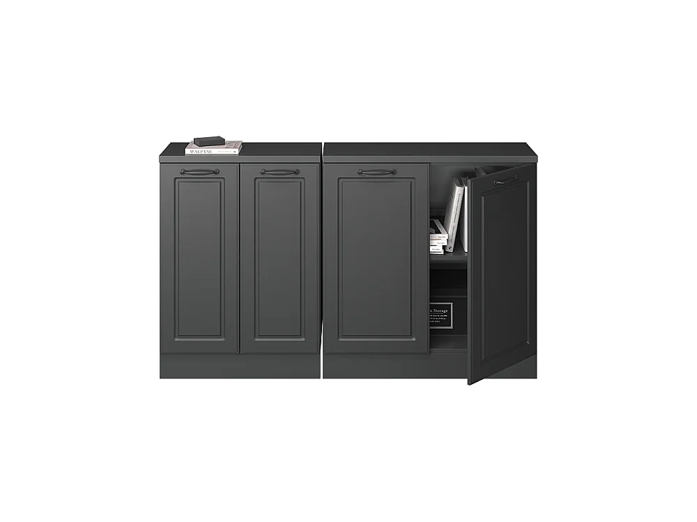 Ensembles de meuble de rangement sous pente anthracite campagne 140x60x81.6 rion