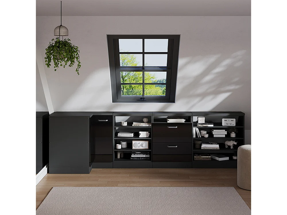 Dachschrägenschrank Eckschrank schwarz hochglanz 75.6x60x81.6 rion