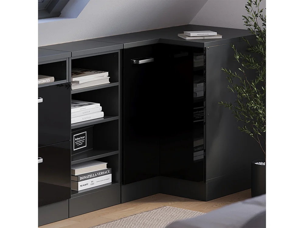 Dachschrägenschrank Eckschrank schwarz hochglanz 75.6x60x81.6 rion