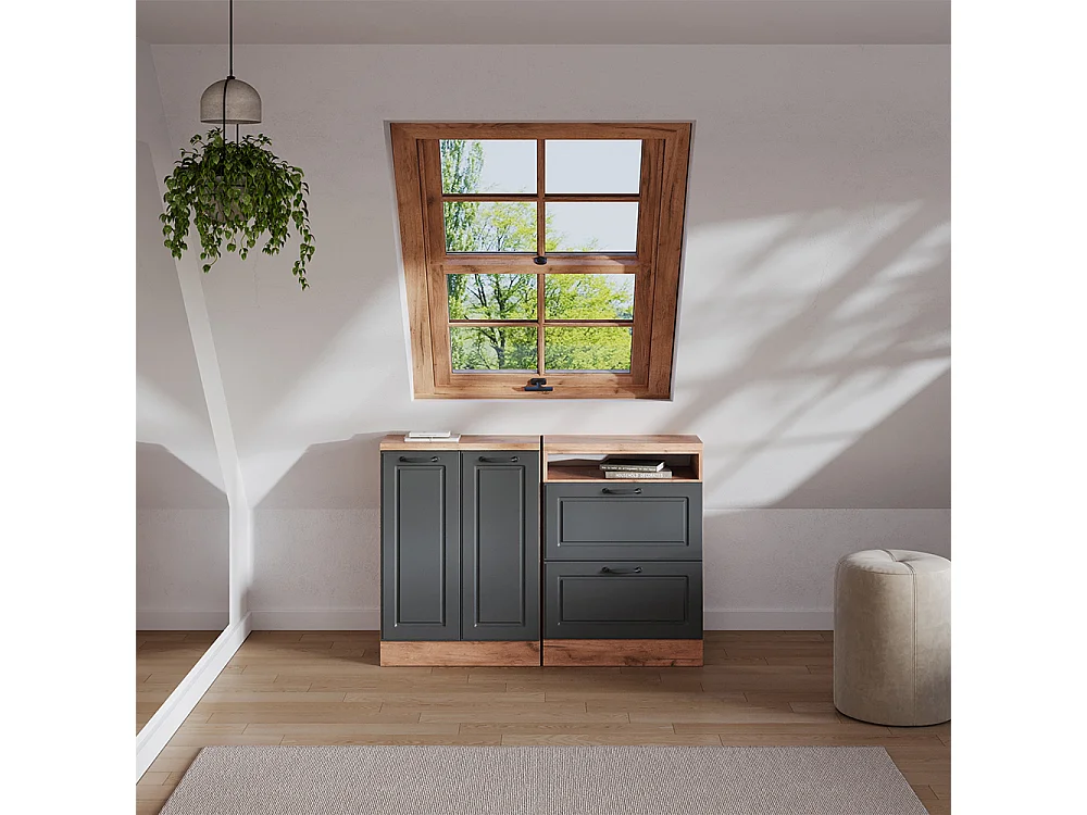 Ensembles de meuble de rangement sous pente anthracite campagne 120x60x81.6 rion