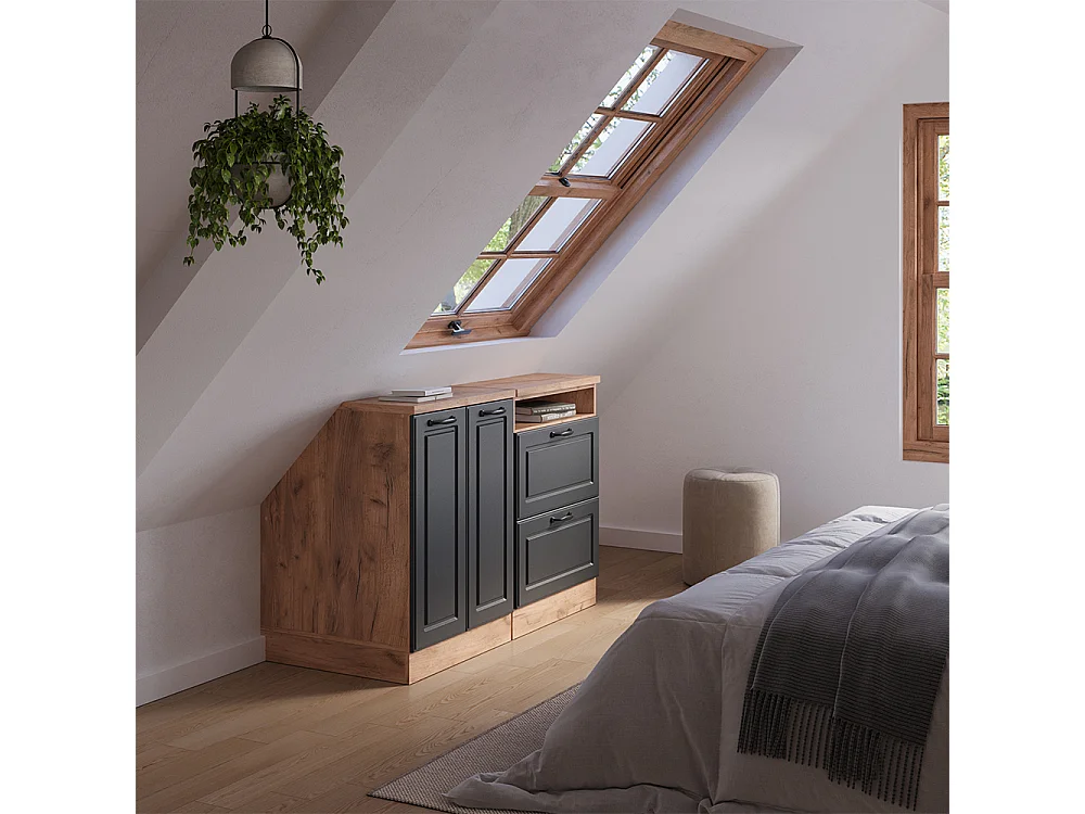 Ensembles de meuble de rangement sous pente anthracite campagne 120x60x81.6 rion