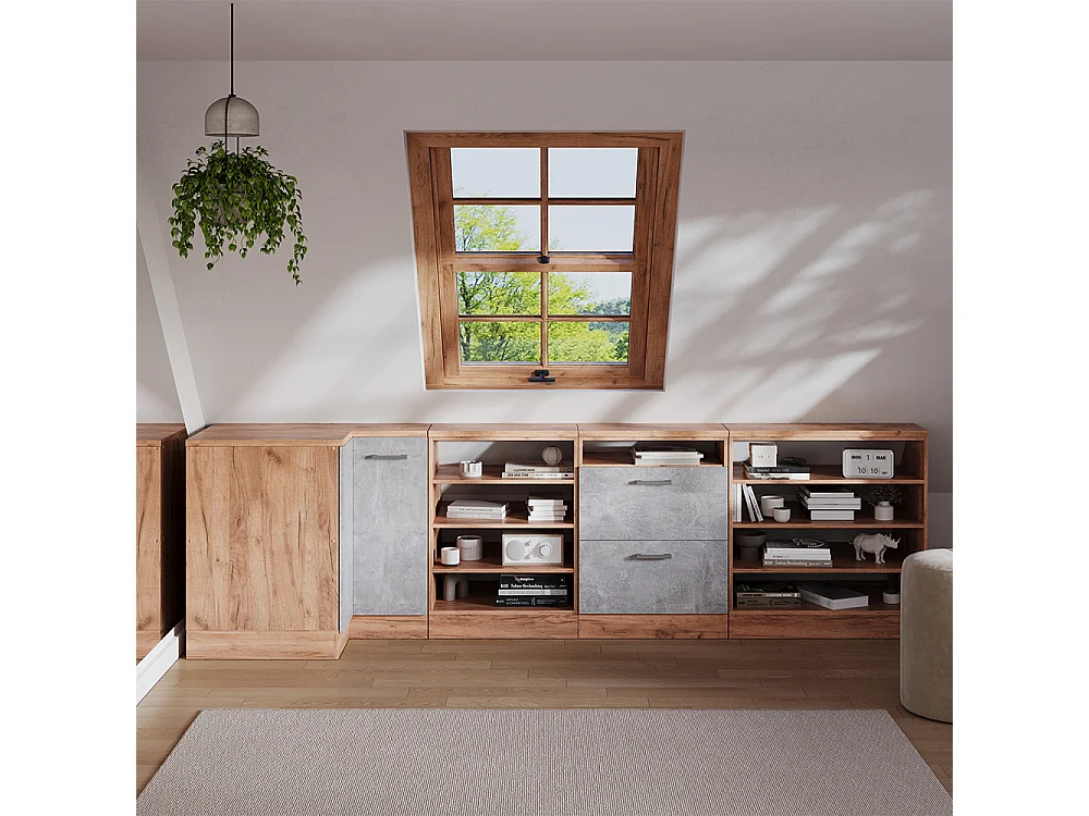 Meuble de rangement sous pente Armoire dangle béton 75.6x60x81.6 rion