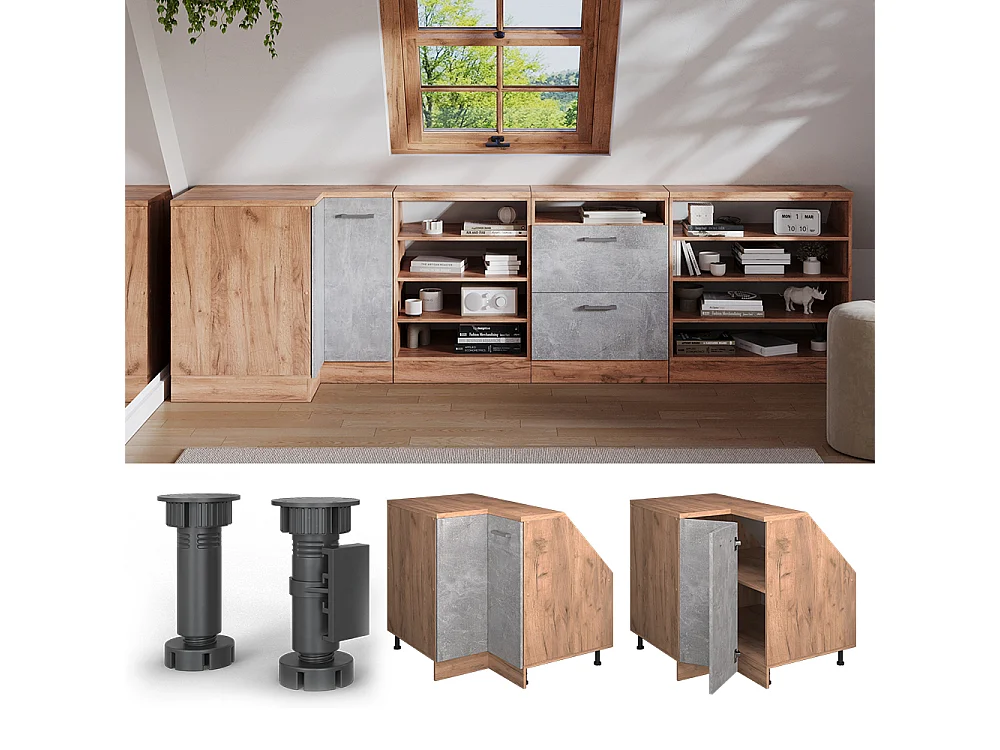 Meuble de rangement sous pente Armoire dangle béton 75.6x60x81.6 rion