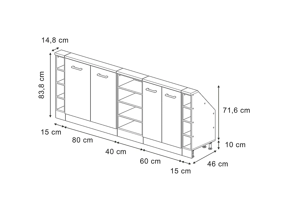 Ensembles de meuble de rangement sous pente anthracite maison de campagne/anthracite 210x46x81.6 rion