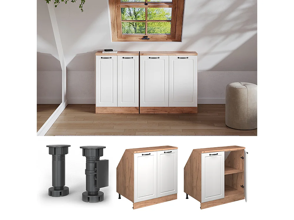 Dachschrägenschrank weiß landhaus 80x60x81.6 rion