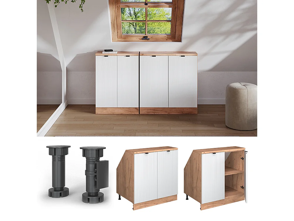 Dachschrägenschrank weiß riffel 80x60x81.6 rion