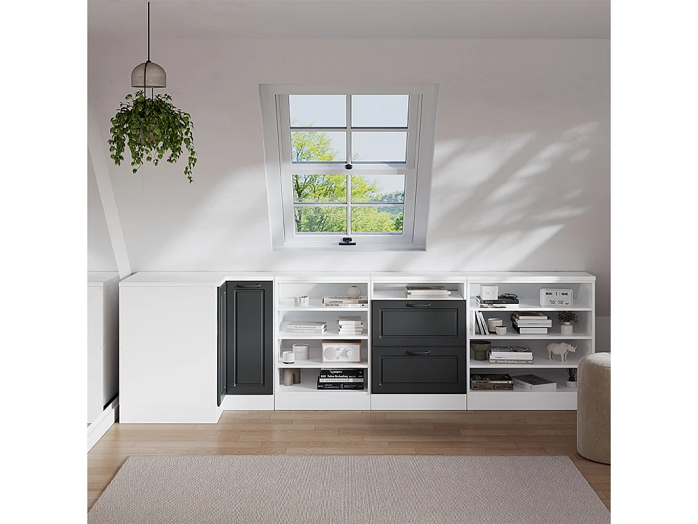 Meuble de rangement sous pente Armoire dangle anthracite campagne 75.6x60x81.6 rion