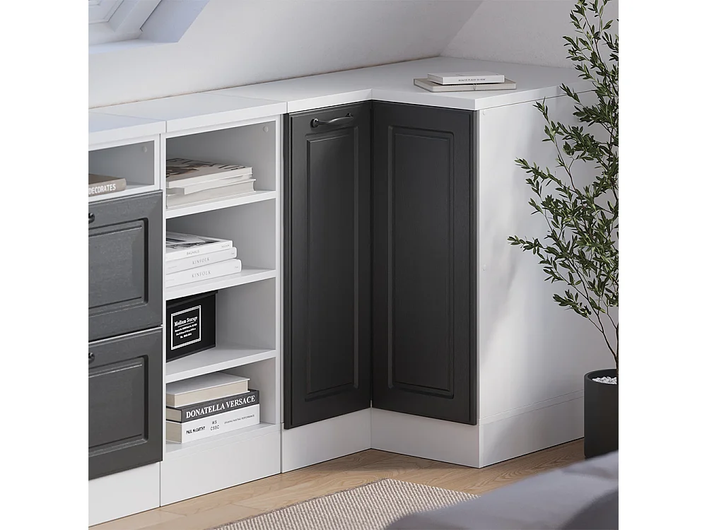 Meuble de rangement sous pente Armoire dangle anthracite campagne 75.6x60x81.6 rion