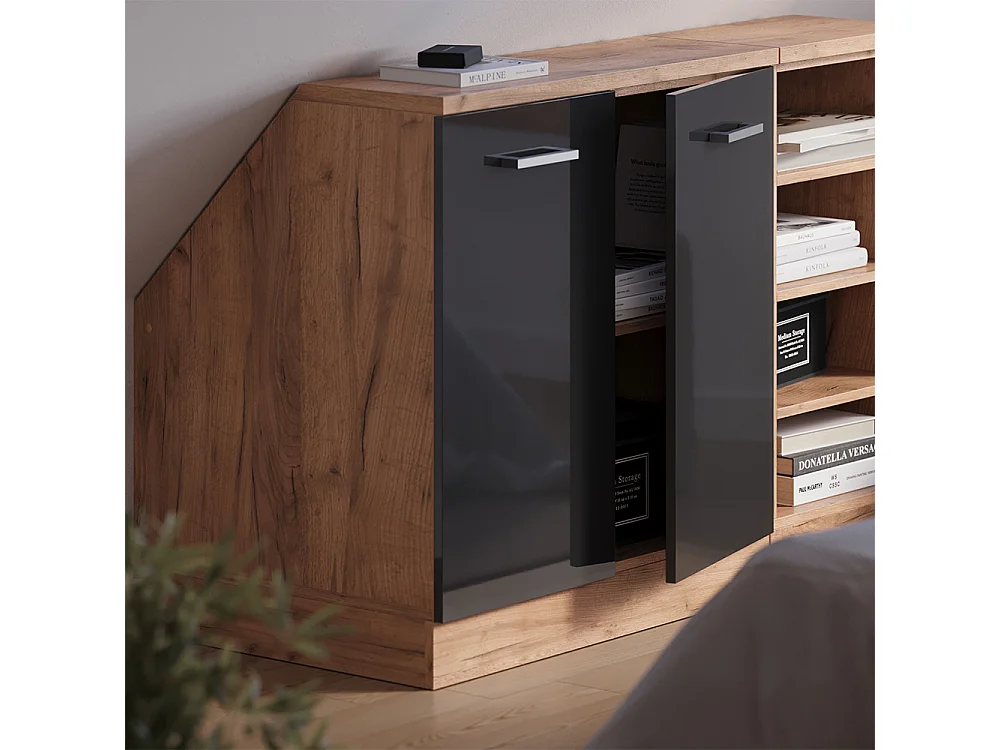 Dachschrägenschrank anthrazit hochglanz 80x60x81.6 rion
