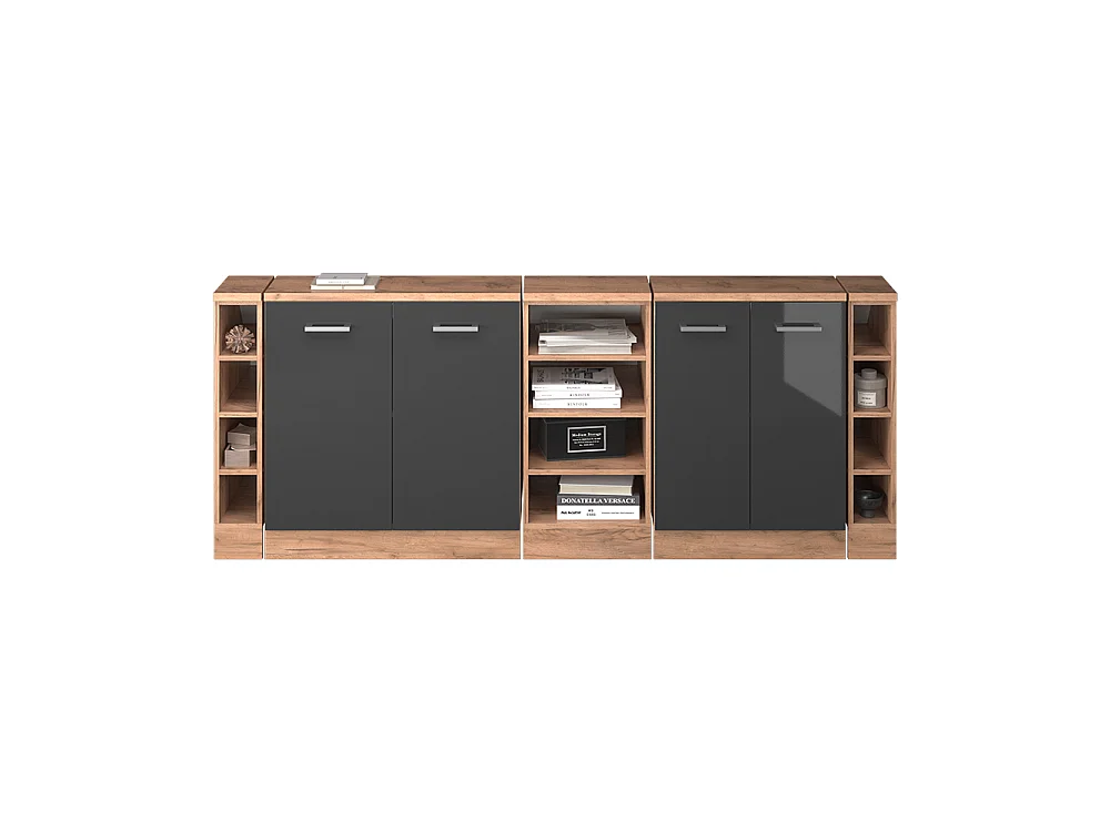 Dachschrägenschrank-Set anthrazit hochglanz 210x60x81.6 rion