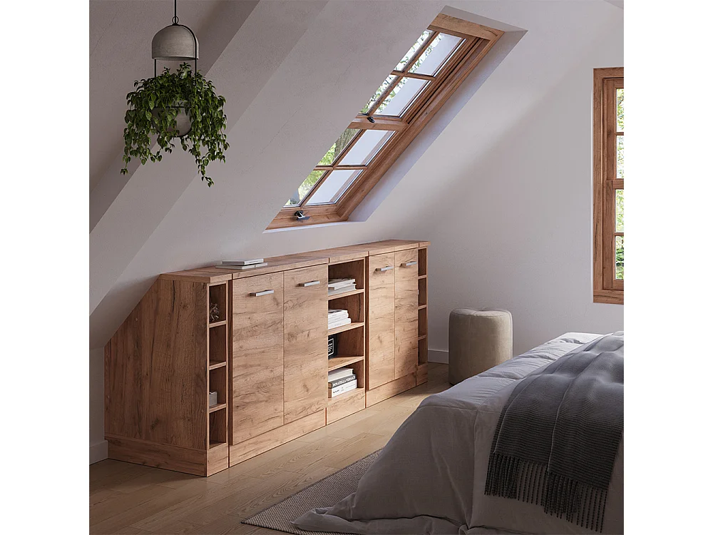 Dachschrägenschrank-Set goldkraft eiche 210x60x81.6 rion