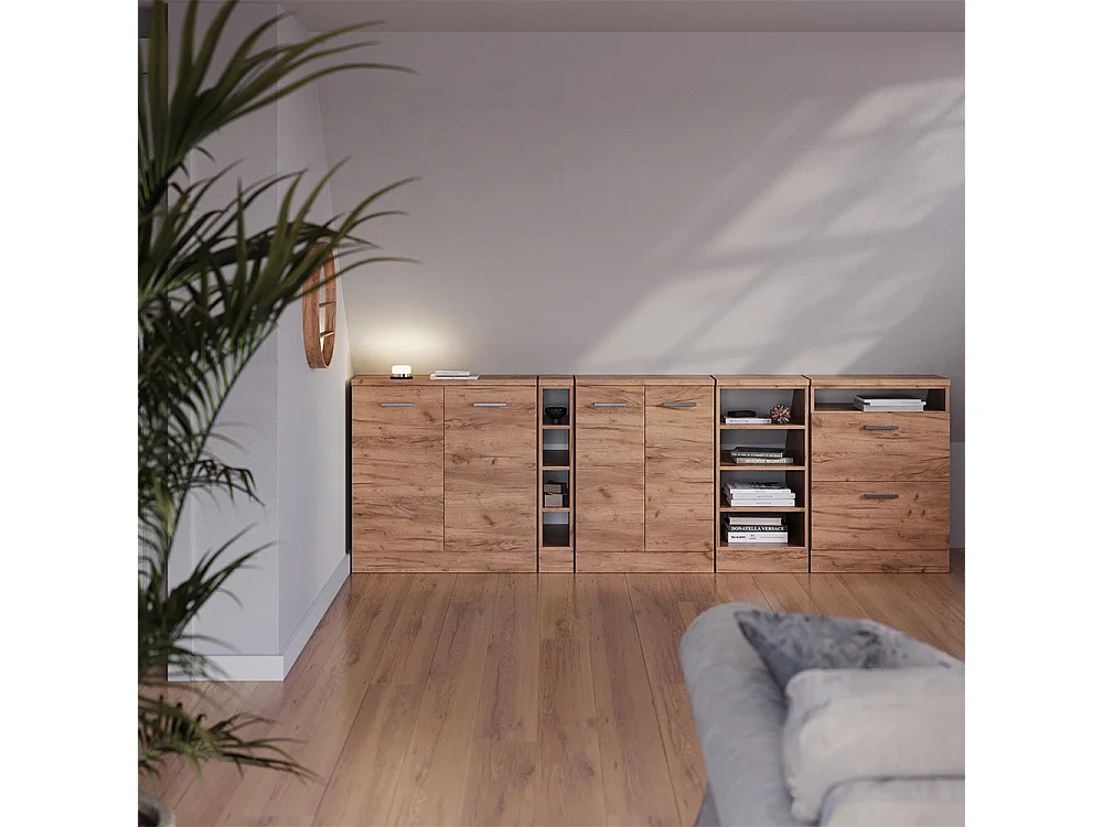 Dachschrägenschrank-Set goldkraft eiche 210x60x81.6 rion